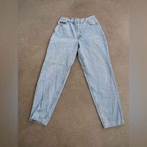 Vintage 1990s Eddie Bauer Light Wash Tapered Leg High Waist Denim Jeans 28 × 29